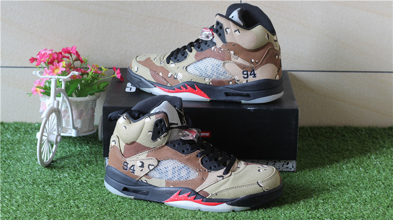 Authentic Supreme x Air Jordan 5 Camo Desert Storm